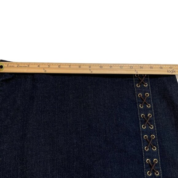 Lauren Ralph Lauren NWT Women's Blue Lace Up Denim Pencil Skirt Size 12 - Picture 9 of 11